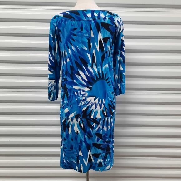 BCBGMAXAZRIA Dress Womens Small Blue Long Sleeve Pullover Sheath V-Neck - Picture 3 of 10